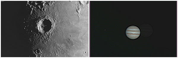 Crater Copernicus and Jupiter. Photos by Tom Arnold.